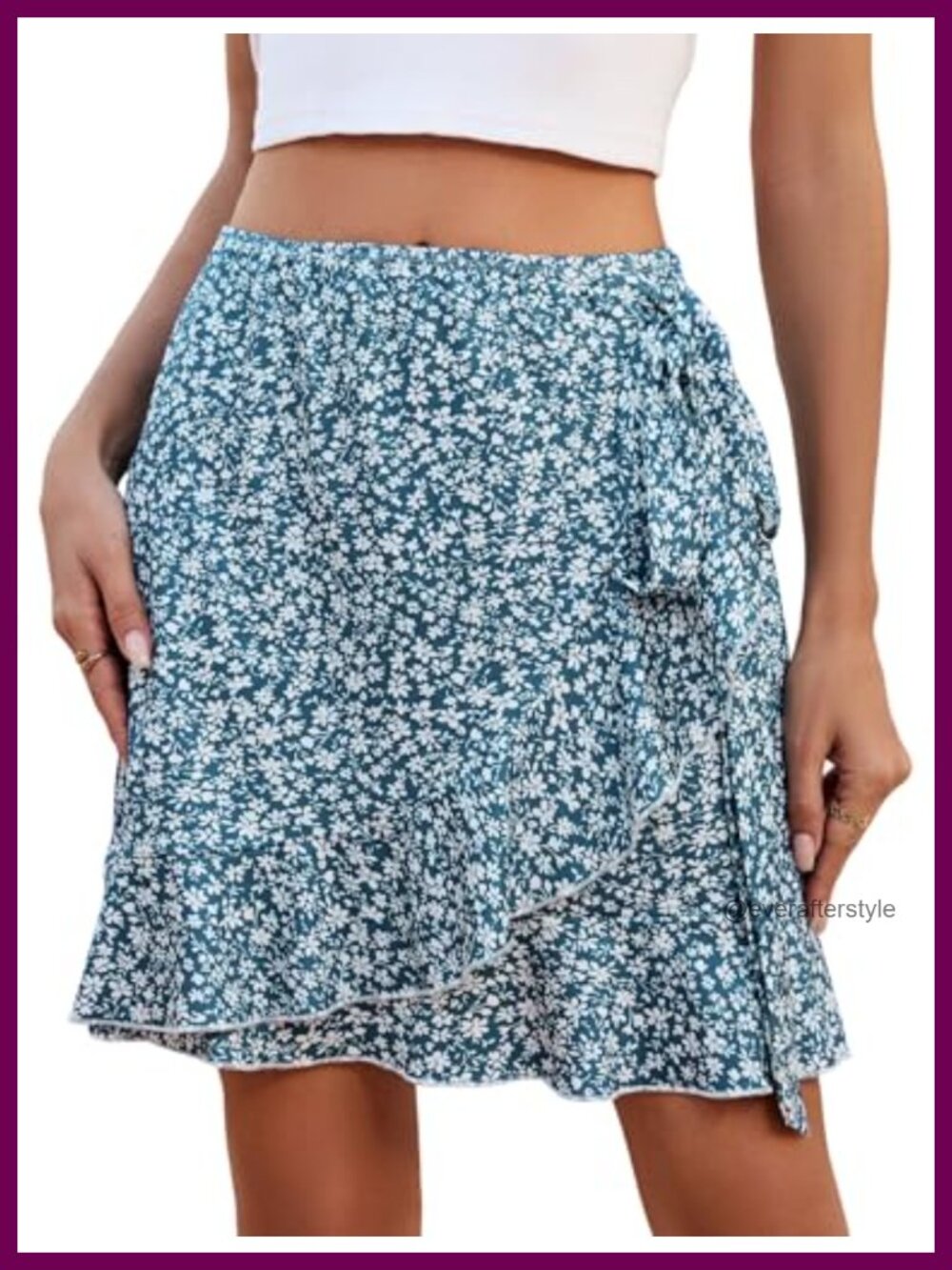 Womens Floral Ruffle Mini Skirt Tie Side Elastic Waist Wrap Beach Vacation